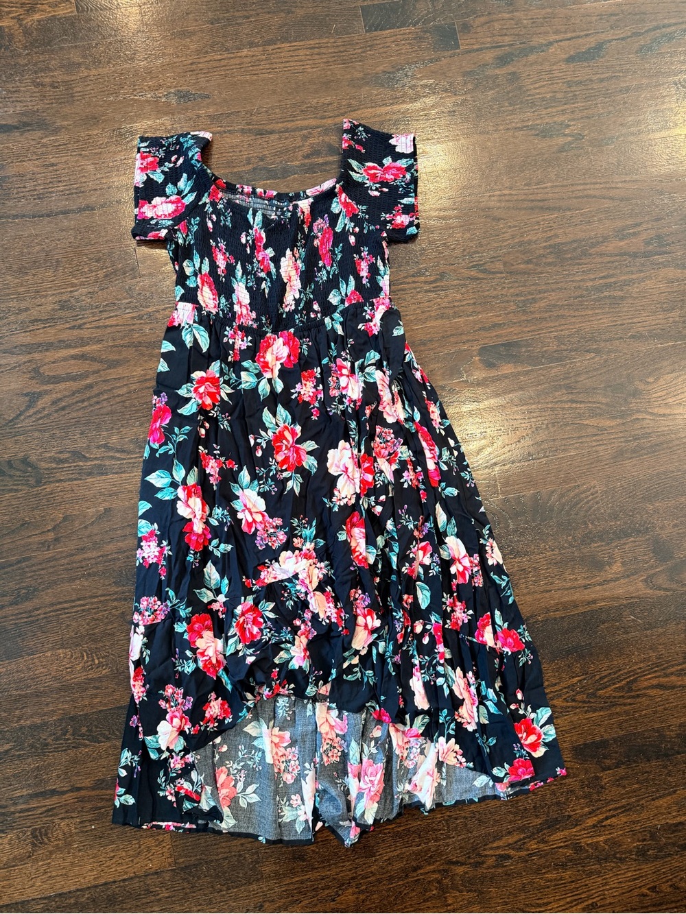 torrid Black Off-Shoulder Floral High-Low Dress - Picture 3 of 6